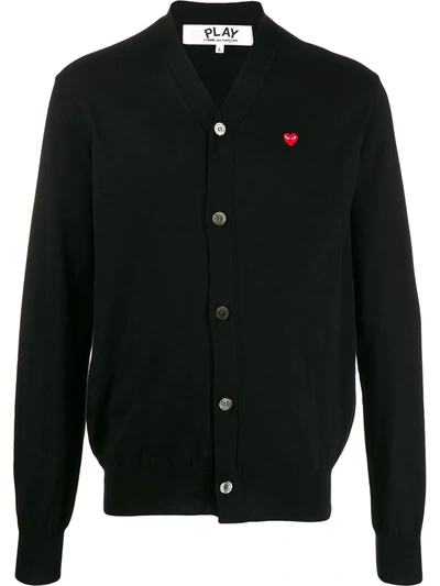 Comme Des Garçons Play Heart Logo V-neck Cardigan In Black
