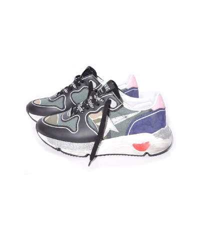 Golden Goose Running Sole Sneakers In Camouflage/baby Pink In Multi