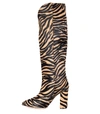 PARIS TEXAS Pony High Boot with Rounded Edge in Beige Zebra