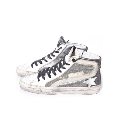 Golden Goose Slide Sneakers In Gunmetal/shimmer/white Star In Grey