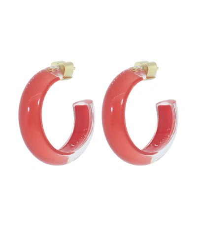 Alison Lou Small Coral Loucite Jelly Hoops In Ylwgold