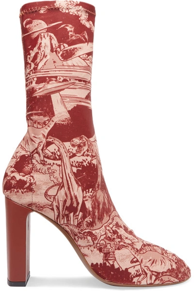 Neous + Timba Smits Laeila Printed Stretch-jersey Sock Boots In Burgundy