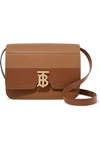 BURBERRY MEDIUM PANELED SMOOTH AND TEXTURED-LEATHER SHOULDER BAG