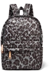 Mz Wallace Metro Leather-trimmed Leopard-print Quilted Ripstop Backpack In Black