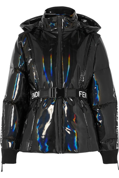 Fendi Appliquéd Holographic Down Ski Jacket In Black