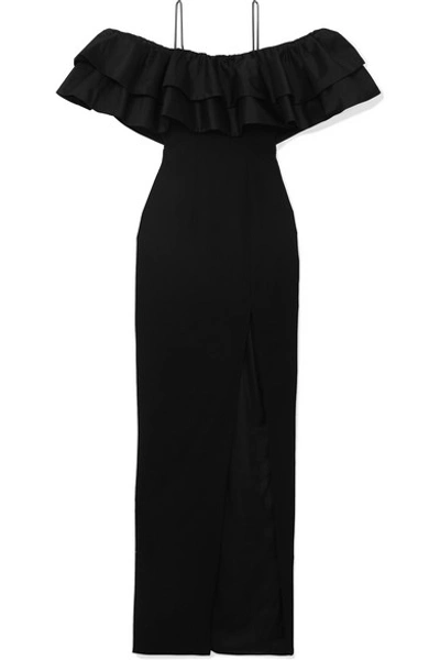 Rasario Ruffled Silk And Crepe Gown In Black