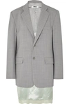 MM6 MAISON MARGIELA LAYERED LACE-TRIMMED SATIN AND WOVEN BLAZER