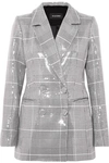RASARIO DOUBLE-BREASTED CHECKED SEQUINED TWEED BLAZER
