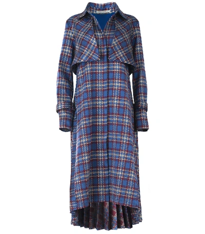 Silvia Tcherassi Donina Trench In Midnight Blue Plaid