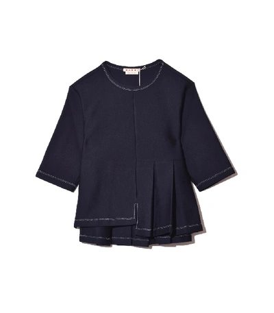 Marni Wool Sweatshirt In Blublack In Blueblack