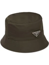 Prada Khaki Nylon Bucket Hat In Green