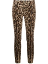Dolce & Gabbana Leopard Print Cropped Trousers In Neutrals