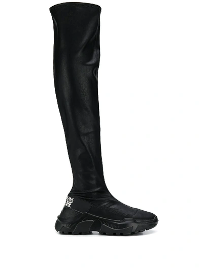 Versace Jeans Couture Knee-high Sporty Boots In Black