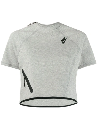 Nike Tech Fleece Cropped Top In Grey