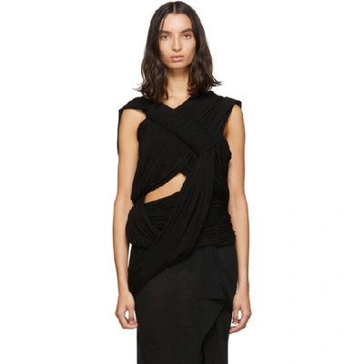 Rick Owens Draped Cut-out Top In 09 Black