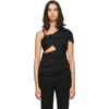 RICK OWENS RICK OWENS BLACK JERSEY DRAPED TANK TOP