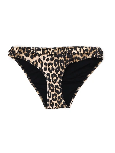 Ganni Recycled Printed Swimslip In Leopard