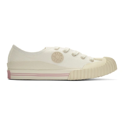 Acne Studios White Canvas Logo Patch Trainers In Logo-patch Canvas Trainers