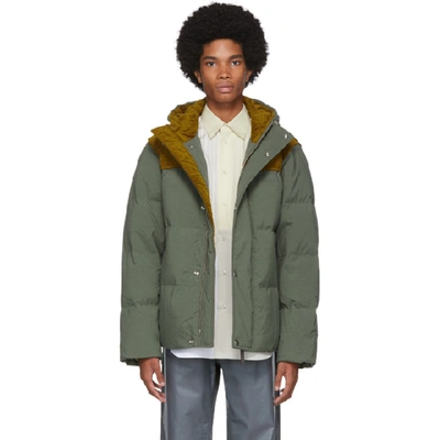Acne Studios Oversized Corduroy-trimmed Quilted Nylon Down Jacket In Khaki Green
