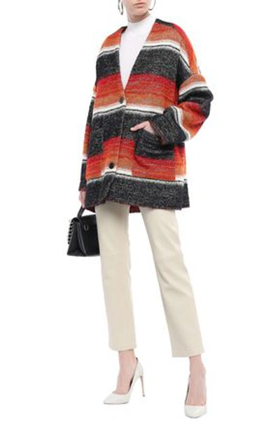 Iro Striped Cotton-blend Bouclé-tweed Coat In Orange