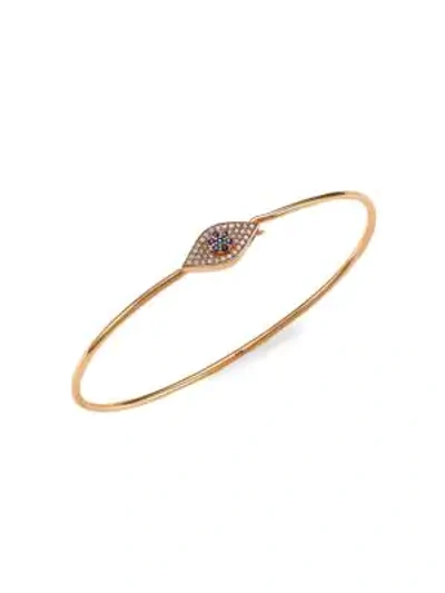 Nina Gilin 14k Rose Gold, Diamond & Sapphire Evil Eye Bangle Bracelet