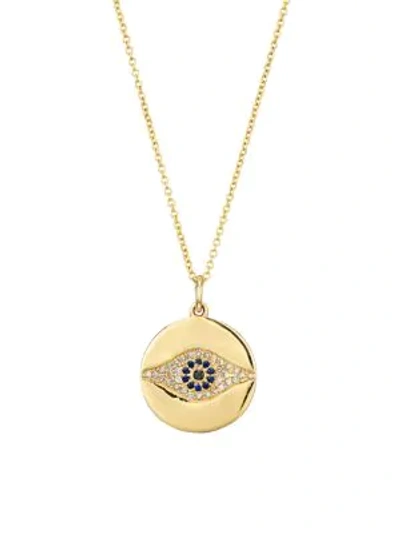 Nina Gilin 14k Yellow Gold, Diamond & Sapphire Evil Eye Pendant Necklace