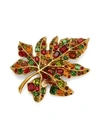 KENNETH JAY LANE WOMEN'S 22K GOLDPLATED & MULTICOLOR GLASS STONE LARGE LEAF PIN,0400011725296