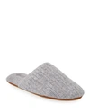 NEIMAN MARCUS CABLE-KNIT CASHMERE SLIPPERS,PROD224720075