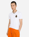 Dolce & Gabbana White Cotton T Shirt With Logo Patch In White