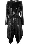 MICHAEL MICHAEL KORS Asymmetric belted sequined georgette dress