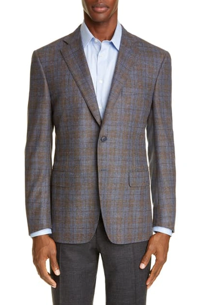 Canali Sienna Soft Classic Fit Plaid Wool & Cashmere Sport Coat In Light Brown