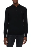 Allsaints Mode Long Sleeve Wool Polo In Black