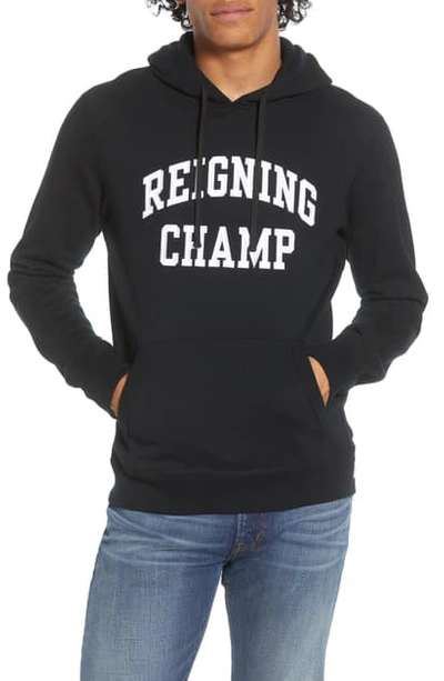 Reigning Champ Varsity French Terry Hooded Sweatshirt In Black