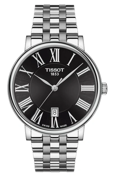 Tissot T-classic Carson Quartz Bracelet Watch, 40mm In Silver/ Black/ Silver