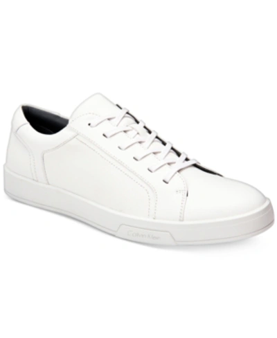 Calvin Klein Bowyer Brushed Smooth/diamond Mens Textured Lifestyle Casual And Fashion Sneakers In White Leat