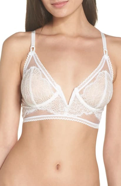 Thistle & Spire Thistle And Spire Eyelash Longline Underwire Lace Bralette In Ivory