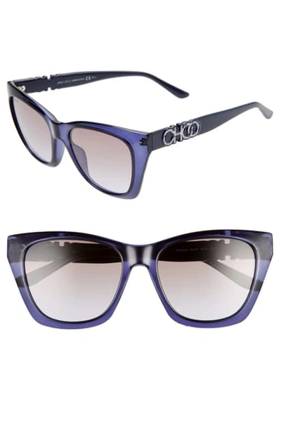 Jimmy Choo Rikki 55mm Cat Eye Sunglasses In Violet/ Brown Grad