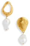 Alighieri The Infernal Storm Freshwater Pearl Drop Earrings In Gold Plated