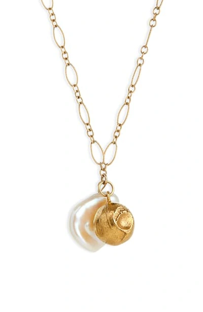 Alighieri Moon Fever Freshwater Pearl Necklace In Gold Plated