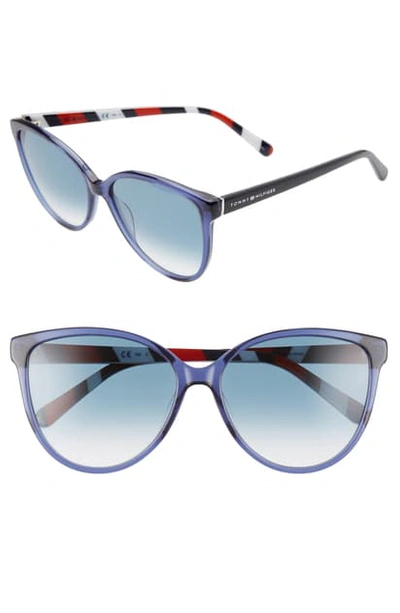Tommy Hilfiger 57mm Gradient Cat Eye Sunglasses In Blue/ Dk Blue Gradient
