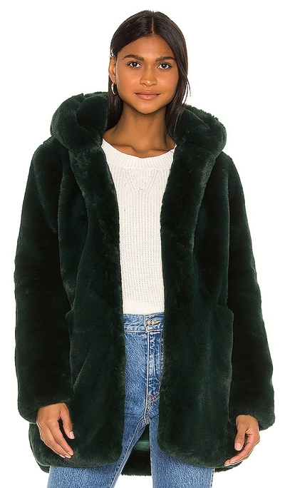 Apparis Marie Faux Fur Coat In Emerald Green