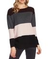 Vince Camuto Colorblocked Waffled Sweater In Port