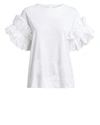VICTORIA VICTORIA BECKHAM Ruffle Sleeve Cotton T-Shirt,060040354525