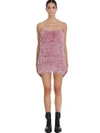 Laneus Fluffy Feather Mini Dress In Rose-pink