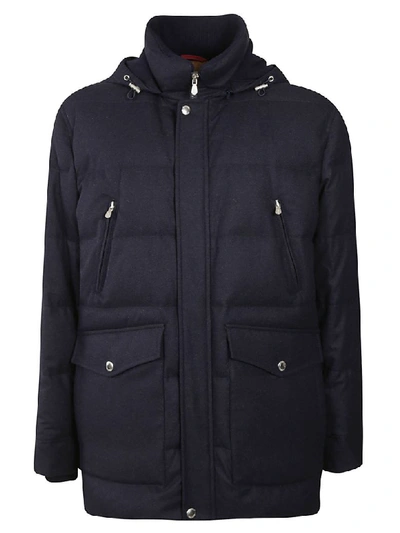 Brunello Cucinelli Hooded Padded Jacket In Navy Mélange