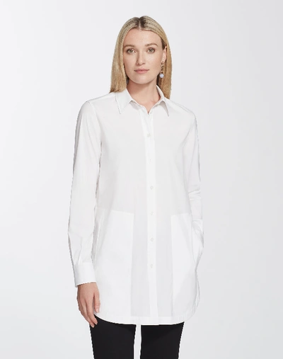 Lafayette 148 Plus-size Italian Stretch Cotton Michelle Blouse In White