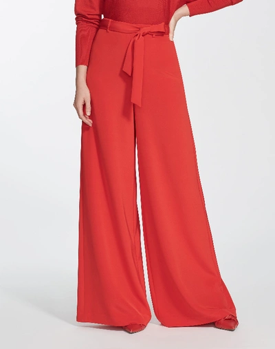 Lafayette 148 Luxe Stretch Crepe De Chine Jackson Wide-leg Trouser In Red Currant