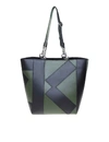 KENZO KUBE TOTE LEATHER BAG IN GREEN / BLACK COLOR,F962SA900L13.51-1