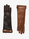 BURBERRY BURBERRY BLACK AND BROWN TWO TONE LAMBSKIN GLOVES,802046214187368