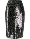 MICHAEL MICHAEL KORS LEOPARD PRINT SEQUIN SKIRT